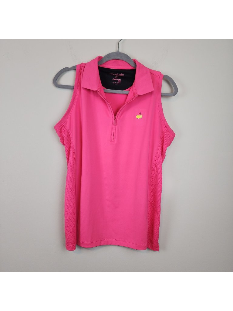 Magnolia Lane Masters Tech Pink Sleeveless Top Quarterzip Sz L Upf 50 Golf
